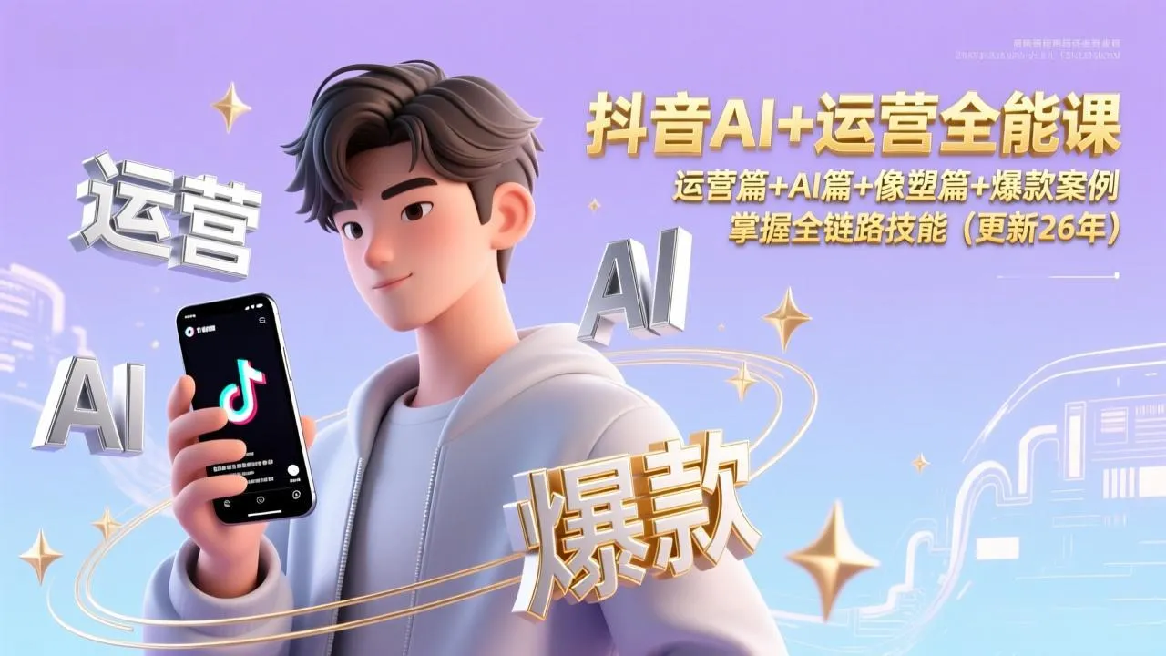 抖音AI+运营全能课程：全链路技能掌握，更新至26年-网赚项目资源库