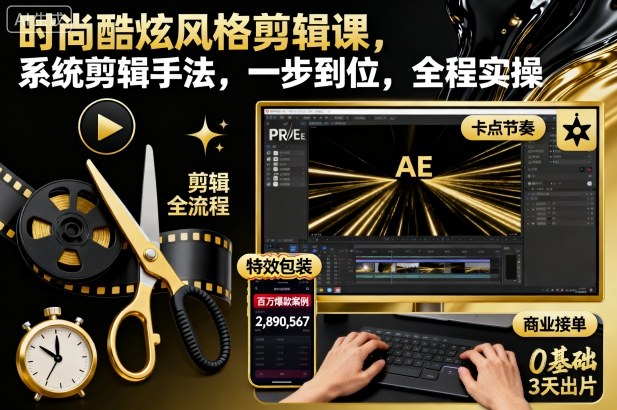 006f5d1b85b6d2042196485d367aaf28.jpeg 时尚酷炫风格剪辑课,系统剪辑手法,一步到位,全程实操