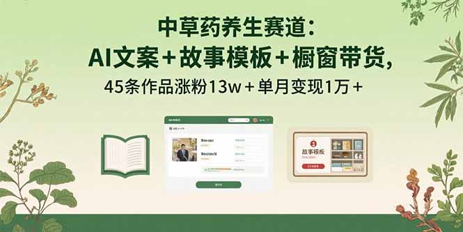 AI文案+故事模板+橱带货：45条作品涨粉13万+单月变现1万+-网赚项目资源库