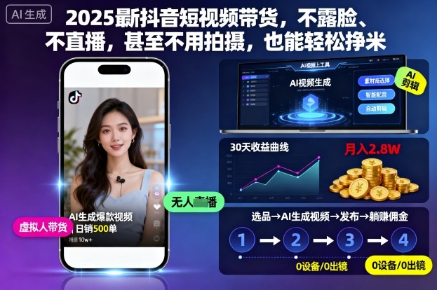 2025年抖音短视频带货新策略：无需露脸、直播，轻松赚取收益-网赚项目资源库