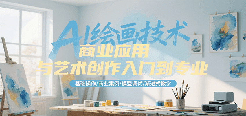AI绘画技术商业应用与艺术创作入门到专业，基础操作、商业案例、模型调优、渐进式教学-网赚项目资源库