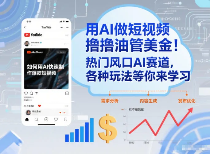 AI短视频制作与油管收益:探索AI领域的热门机会,学习多种赚钱方法-网赚项目资源库