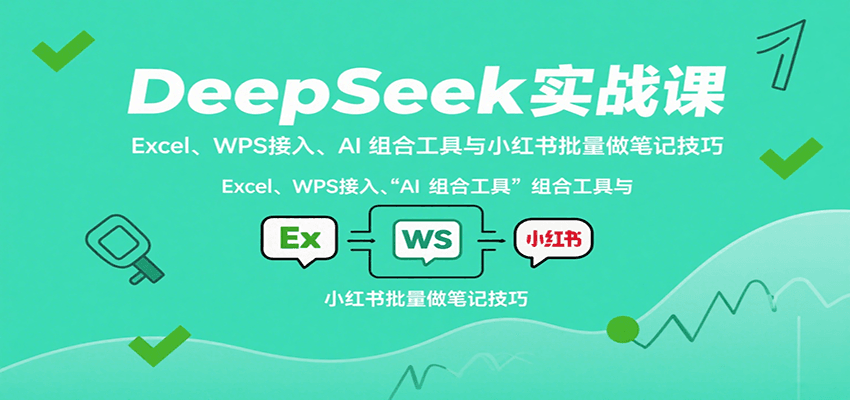 DeepSeek实战课：Excel、WPS接入技巧与小红书批量做笔记技巧-网赚项目资源库