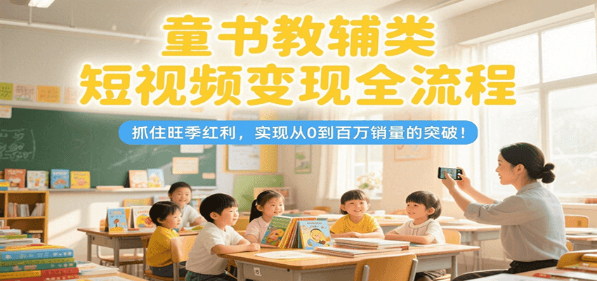 童书教辅类短视频变现全流程：抓住旺季红利，实现销量突破！-网赚项目资源库