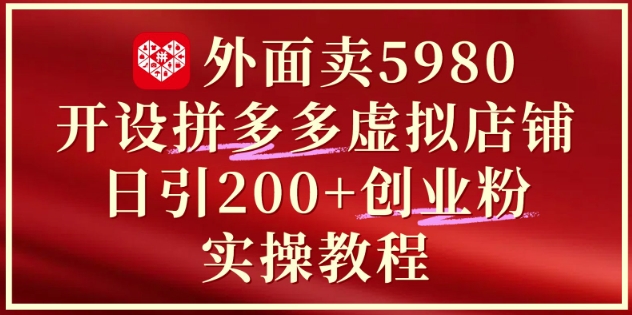 拼多多虚拟店铺创业教程：5980元开启，单日引流200+付费粉丝-网赚项目资源库