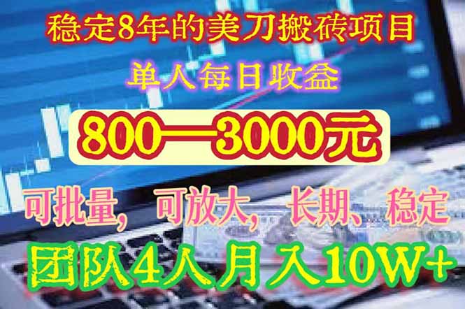 稳定8年收益，单人每日800-3000美元，团队月入10万+，可线下操作-网赚项目资源库