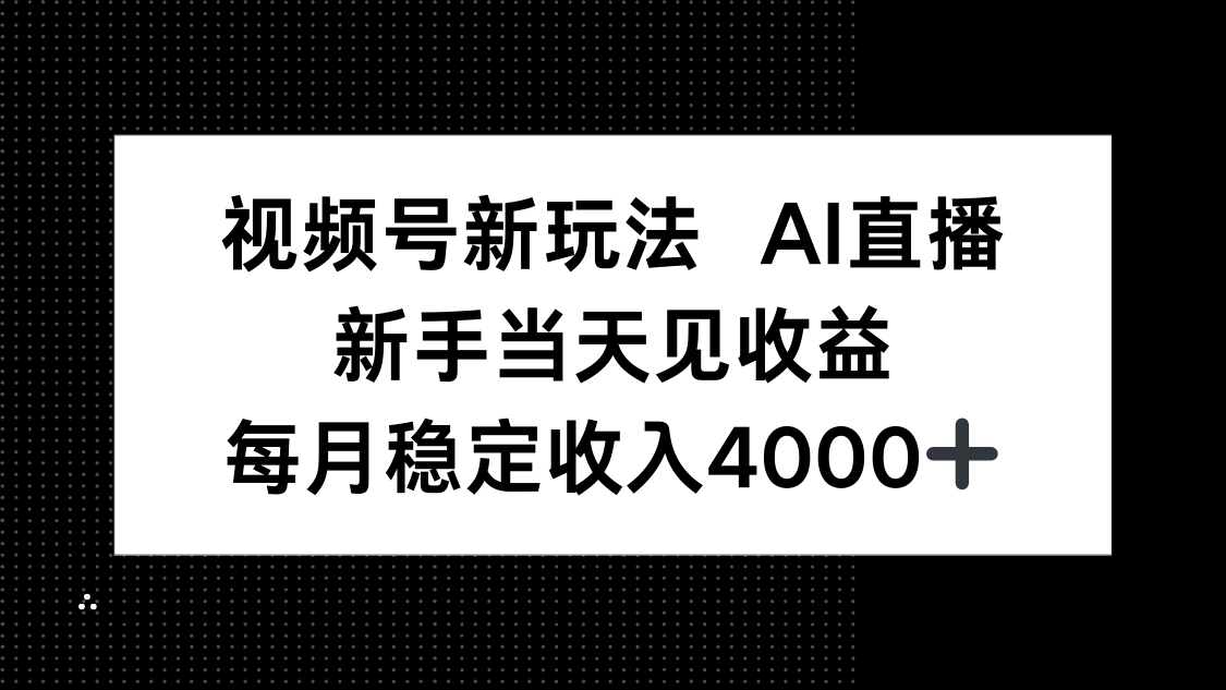 AI直播视频号新玩法：新手小白日入4000+-网赚项目资源库