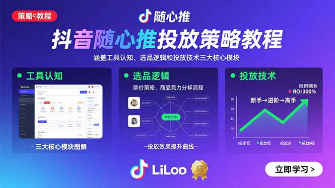 抖音随心推投放策略教程：工具认知、选品逻辑与投放技术详解-网赚项目资源库
