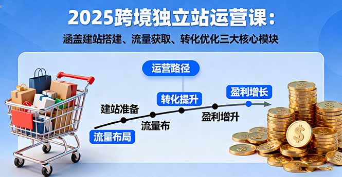 2025年跨境独立站运营课程：全面覆盖建站、流量获取与转化优化三大核心模块-网赚项目资源库