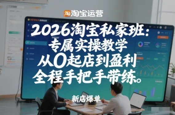 2026年淘宝私家班：从零起步到盈利，全程实操教学，专业带练-网赚项目资源库
