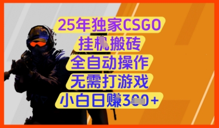 25年独家CSGO挂G搬砖，全自动操作日入3张+揭秘-网赚项目资源库