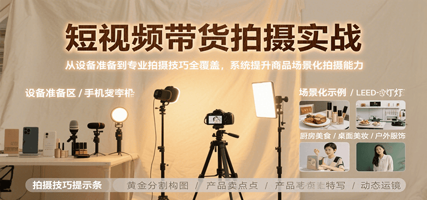 短视频带货拍摄技巧：从设备到专业技巧，全面提升商品场景化拍摄能力-网赚项目资源库