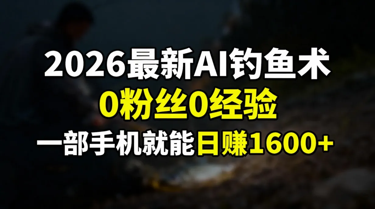 2026年最新AI钓鱼术：无需粉丝和经验，手机开启赚钱模式-网赚项目资源库