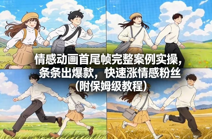 情感动画首尾帧完整案例实操，条条出爆款，快速涨粉丝(附保姆级教程)-网赚项目资源库