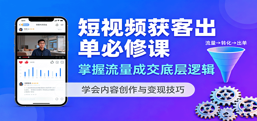 短视频获客出单必修课：掌握流量成交底层逻辑，学会内容创作与变现技巧-网赚项目资源库