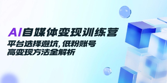 AI自媒体变现训练营：平台选择与低粉账号高收益策略全解析-网赚项目资源库