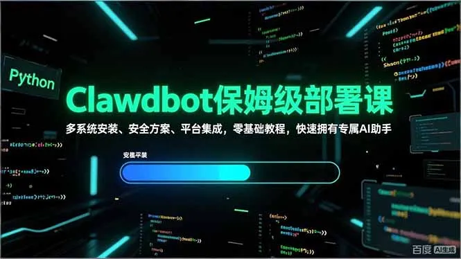 Clawdbot保姆级部署课程：零基础教程，多系统安装、安全方案、平台集成，快速拥有专属AI助手-网赚项目资源库