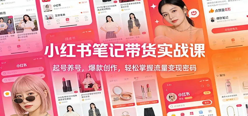 小红书笔记带货实战课：起号养号，爆款创作，轻松掌握流量变现技巧-网赚项目资源库