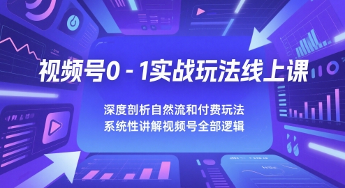 视频号运营实战课程：深度解析自然流量与付费策略，全面讲解视频号运营逻辑-网赚项目资源库