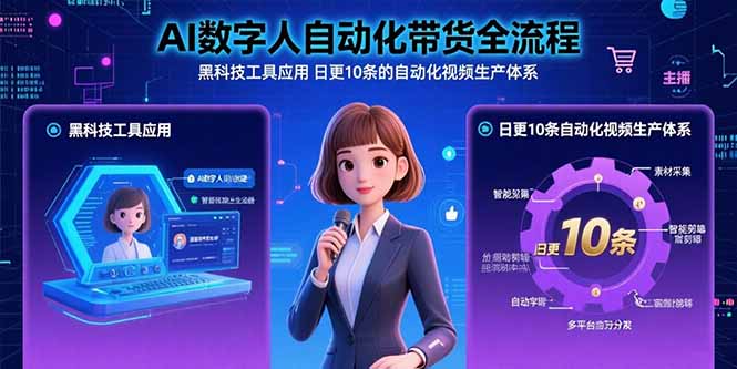 AI数字人自动化带货全流程：黑科技工具应用，日更10条的自动化视频生产体系-网赚项目资源库