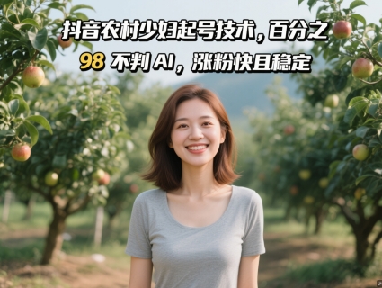 抖音农村少妇起号技巧，98%避免AI审核，快速增粉且稳定-网赚项目资源库