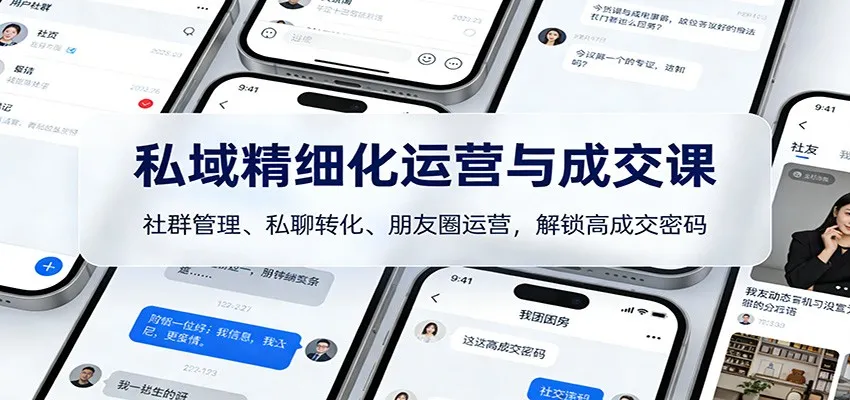 私域精细化运营与成交技巧：社群管理、私聊转化、朋友圈运营，解锁高成交策略-网赚项目资源库