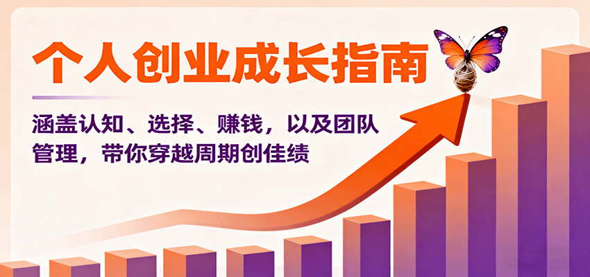 个人创业成长指南：认知、选择、赚钱与团队管理，助你穿越周期实现卓越成就-网赚项目资源库