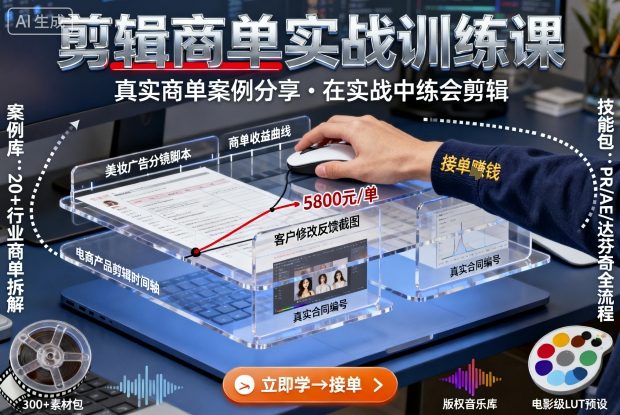 剪辑商单实战训练课程:真实案例分享,实战中提升剪辑技能-网赚项目资源库