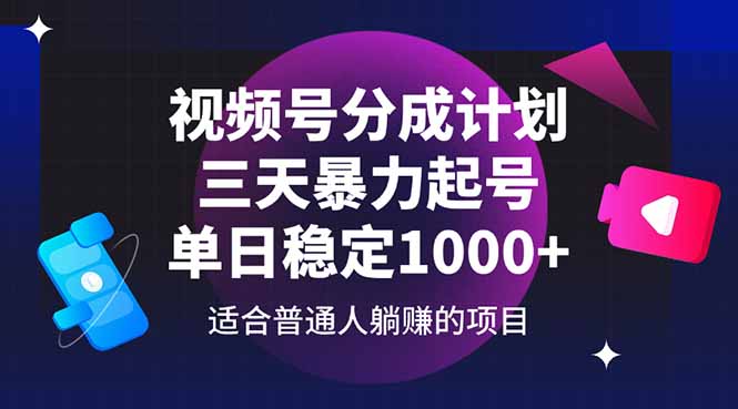 视频号快速起号攻略：三天内实现单日稳定收益1000+-网赚项目资源库
