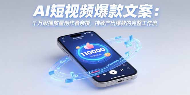 AI短视频爆款文案：千万级播放量创作者亲授，持续产出爆款的完整工作流-网赚项目资源库
