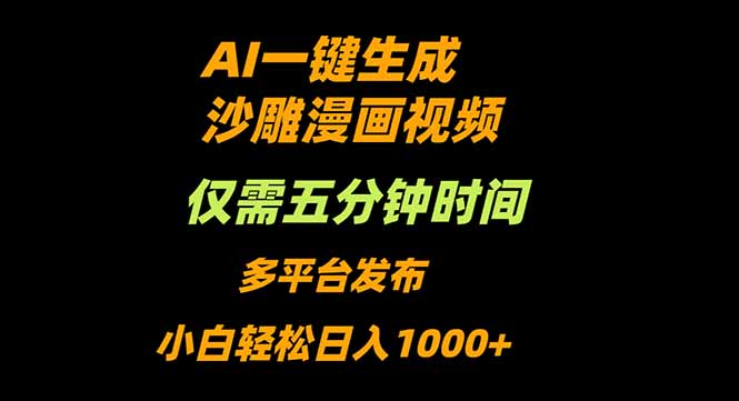 AI一键生成沙雕动漫视频,5分钟快速上手,小白轻松日入1000+-网赚项目资源库