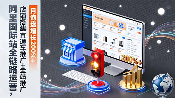 阿里国际站全链路运营，店铺搭建+直通车推广+全站推广，月询盘增长200%+-网赚项目资源库