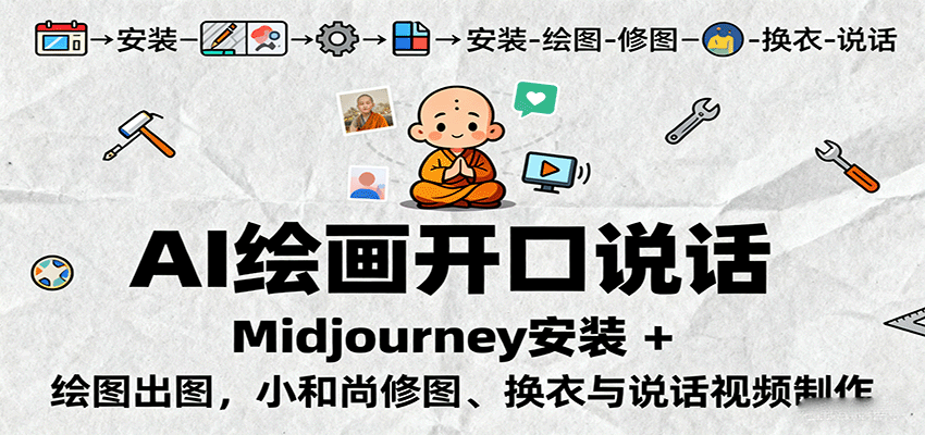 AI绘画说话，Midjourney安装教程，小和尚修图换衣视频制作-网赚项目资源库