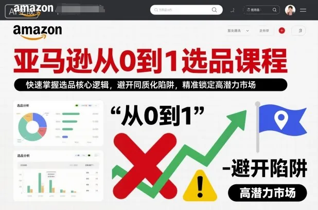 亚马逊选品课程：从0到1快速掌握核心逻辑，避开同质化陷阱，精准锁定高潜力市场-网赚项目资源库