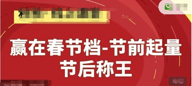 春节档销售策略：淘系精品线上课程，提前起量，后称王-网赚项目资源库