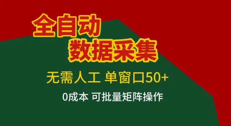 全自动数据采集，无需人工操作，单窗口50+，0成本批量矩阵操作揭秘-网赚项目资源库