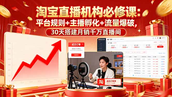 淘宝直播机构必修课：30天打造月销千万直播间-网赚项目资源库