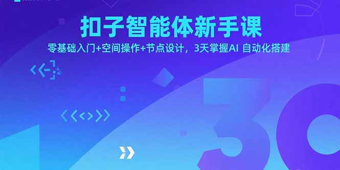 新手掌握AI自动化搭建:扣子智能体入门课程,3天学会空间操作与节点设计-网赚项目资源库
