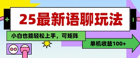 25年最新语聊玩法，纯手工单机收益100+，小白轻松上手，可矩阵操作-网赚项目资源库