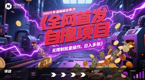 2025年全网首发：最新稳定全自动自撸项目，无限制批量操作日入多张【揭秘】-网赚项目资源库