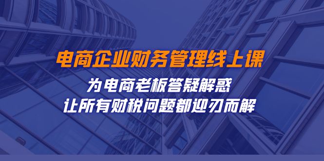 电商企业财务管理线上课程：解答电商老板财税难题，轻松解决所有财务问题-网赚项目资源库