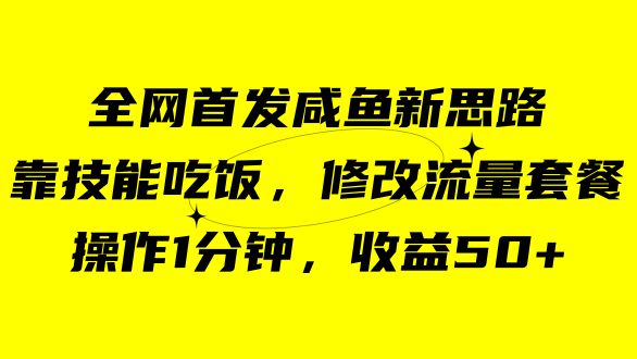 咸鱼新玩法：技能变现，1分钟修改流量套餐，50+收益-网赚项目资源库