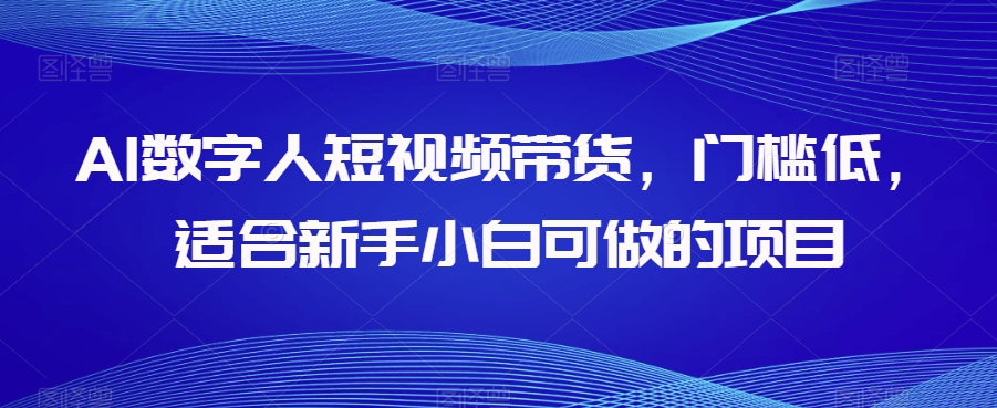 AI数字人短视频带货：低门槛，新手小白可操作项目-网赚项目资源库