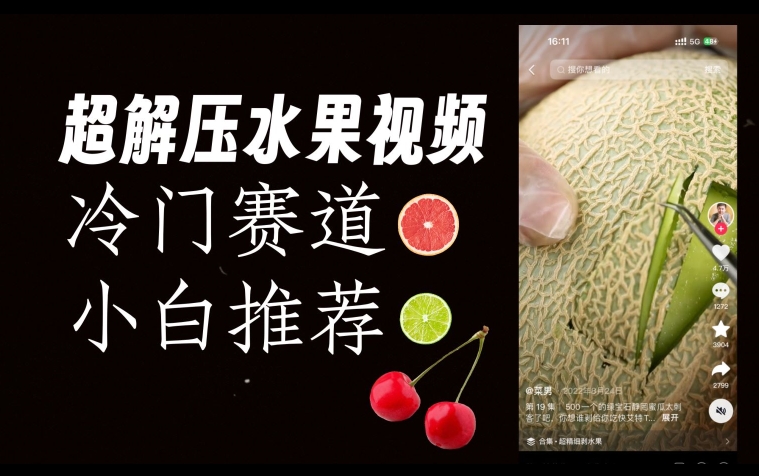揭秘：超冷门抖音赛道，水果解压视频0风险，极易爆火-网赚项目资源库