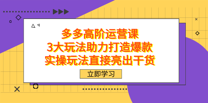 拼多多高阶运营课：3大策略打造爆款，实战技巧揭秘-网赚项目资源库