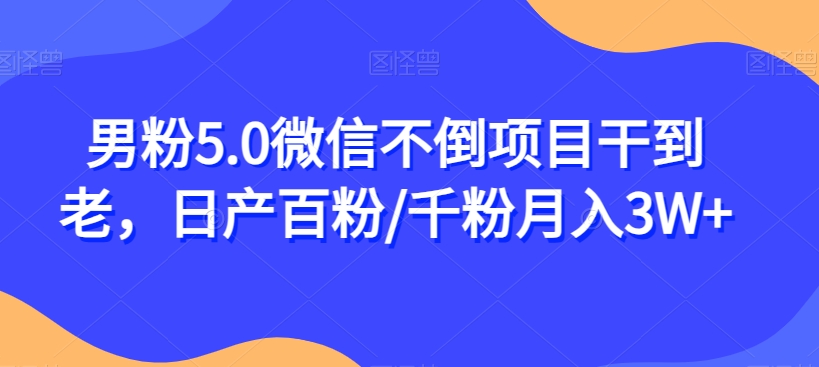 揭秘：男粉5.0微信不倒项目，日产百粉/千粉月入3W+-网赚项目资源库