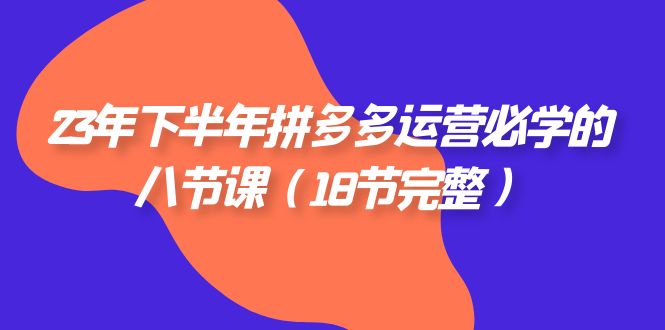 2023年下半年拼多多运营必学八节课（18节完整课程）-网赚项目资源库