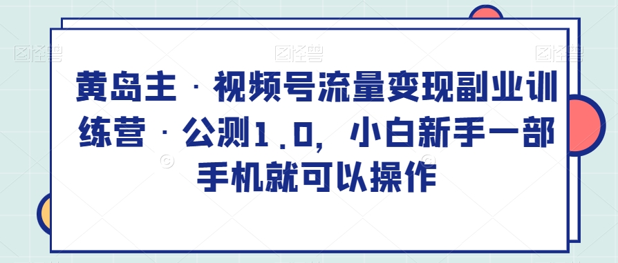 黄岛主视频号流量变现副业训练营公测1.0,小白新手一部手机轻松上手-网赚项目资源库