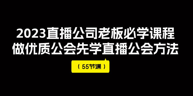 2023直播公司老板必学课程：掌握优质公会运营方法（55节直播课程）-网赚项目资源库