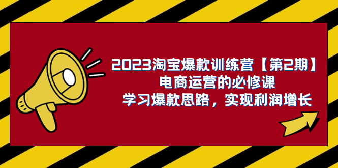 2023淘宝爆款训练营第2期：电商运营必修课，掌握爆款策略，实现利润增长-网赚项目资源库